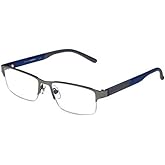 FosterGrant Ironman IronFlex IM1001 Men's Reading Glasses Semi Rimless Gun (Blue, 1.75)