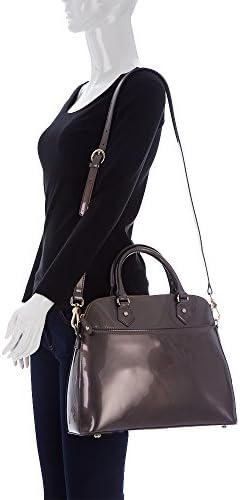 Sakco Women Patent Leather Satchel Handbags Purses Crossbody Bags (Grey, Medium)