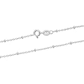 Adabele Solid 925 Sterling Silver Gold Filled White Gold Satellite Bead Station Chain Necklace Cute Dainty Thin Tarnish Resistant Hypoallgeneric Women Neck Jewelry