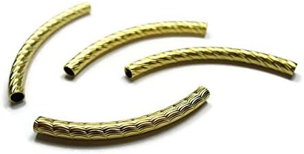 Foxy Findings 22K Gold Plated Matte Curved Bar Connector Necklace Tube Charm - Set of 1 - RFG010
