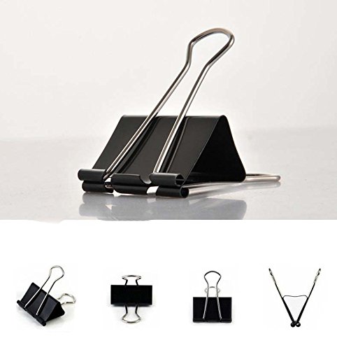 Vonpri 100Pcs Binder Clips Paper Clamp Black 1 inch (25 mm) Medium for Office Home Memo Notes File Organizer