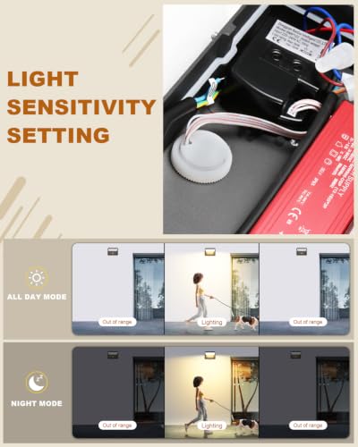 ledmo 60 W LED Outdoor Wall Lights with Motion Sensor Black Warm White 3000 K | 360° adjustable angle, wide lighting, robust and durable, IP65 waterproof design, outdoor/indoor, easy to manage