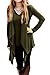 Chvity Women's Solid Long Sleeve Open Front Waterfall Draped Cardigans (XL, Army Green)