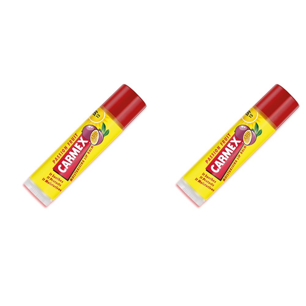 CARMEX Passionfruit Lip Balm Click Stick, Moisturising Lip Balm for Soft, Protected Lips with SPF15(4.25g – Pack of 2)