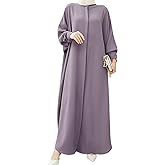 IKADEX Women Batwing Sleeve Abaya Button Loose Fit Long Maxi Muslim Dress Islamic Kaftan Prayer Robe
