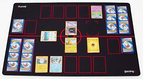GMC Deluxe 2 Player Compatible Black Red Pokemon Stadium Mat Board Playmat