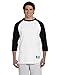 Champion 3/4 Tagless Raglan Baseball Jersey, Large, White/ Black