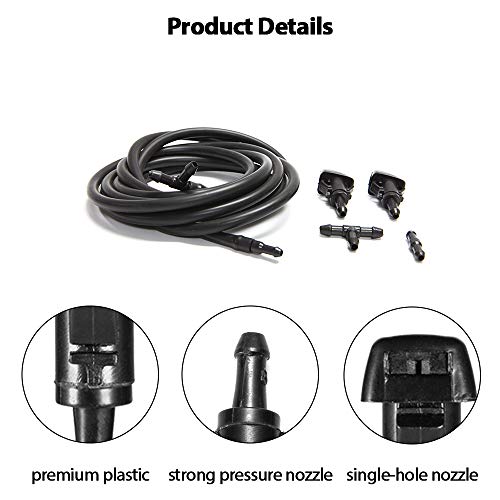 GOHAWKTEQ Windshield Washer Nozzles Kit, for Chrysler, Dodge, Jeep, Ram Washer Jet and Fluid Hose with Connector