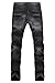 Aiyino Men's Ripped Slim Straight Fit Biker Jeans With Zipper,US 32,Grey