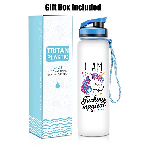 LEADO 32oz Motivational Water Bottle with Hourly Time Tracker - Tritan Plastic BPA Free - Workout Sports Fitness Hours Marked Bottle with Flip Top Lid - Drink More Water Daily - Hydration Tracker - Thumbnail 3