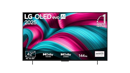 LG OLED42C5ELB, 42 Zoll (106 cm), 4K OLED evo AI TV, α9 Gen8 Prozessor, webOS 25, 120Hz (VRR bis zu 144Hz), Modelljahr 2025