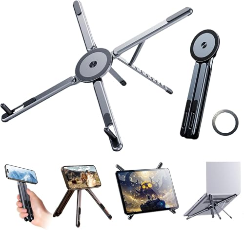 Multi-Purpose Portable Magnetic Stand, Suitable for Smartphones, Pad，Laptop， AluminumAlloy Material,Suitable fortraveling, Official Working and Leisure, and Home Entertainment (Gunmetal Gray)