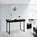 LANGRIA Modern Black Computer Desk, Writing Desk with Drawers Study Home Office Furniture, 39.4'' x 21.7'' x 29.5''