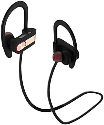 Bluetooth Headphone Q7 Sports Waterproof Portable Wireless Earphones HD Stereo Headsets Heavy Bass Sweatproof Earbuds with Mic for Running Gym Workout, Compatible with IOS &amp; Android Devices - Golden