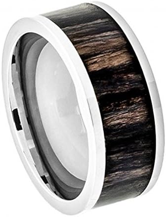 9mm Titanium Wedding Band Pipe Cut with African Blackwood Inlay (13)