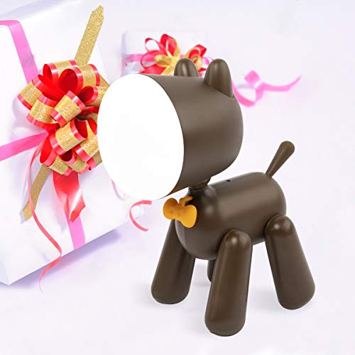 Ear&Ear Cute Night Light for Kids Table lamp for Reading Dog Night Light for Boys and Girls, Christmas Gift with 2 Lighting Modes-Brown