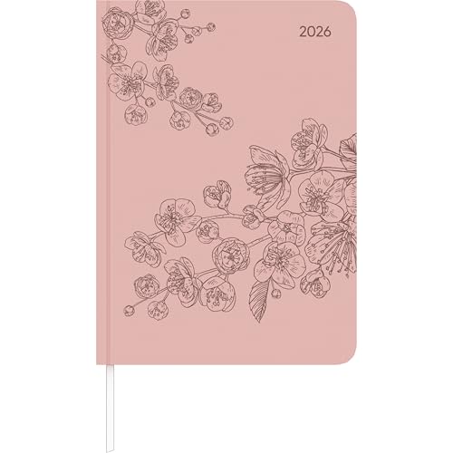 Alpha Edition - Lady Journal Grande Deluxe Salmon 2026 - Pocket Diary A5 (15 x 21 cm) with 128 Pages & Tucson Cover with Embossed Motif, Weekly Planner with Bucket List