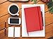 RICCO BELLO Ruled Hardcover Lined Journal Notebook - Vegan Leather, Elastic Closure, Pen Loop, Bookmark, Inner Pocket, 192 Lined Pages, 5.7 x 8.4 inches (Red)