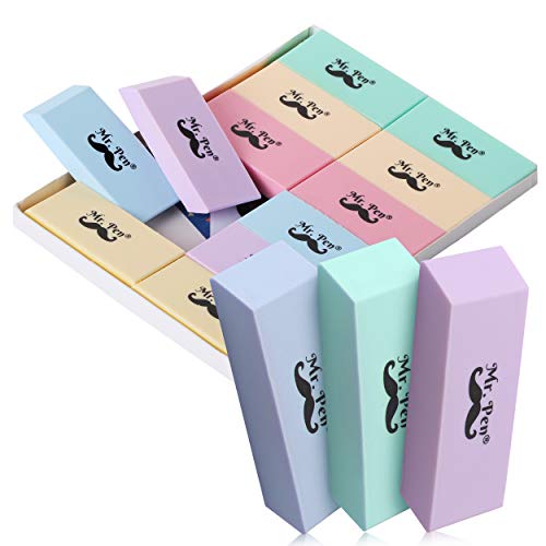 Mr. Pen Erasers, Pencil Eraser, 12 Pack, Pastel Colors, Eraser, Erasers for Drawing, Eraser
