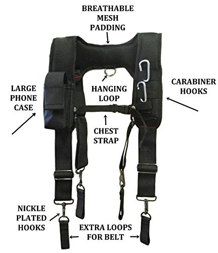 TradeGear Electrician's Belt & Bag Combo - Heavy Duty Electricians Tool Belt Designed for Maximum Comfort & Durability - Ideal for All Electricians Tools (SUSPENDERS)