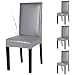 YISUN Dining Chair Covers, Solid Pu Leather Waterproof and Oilproof Stretch Dining Chair Protector Cover Slipcover (Pure Grey, 4 Pack)