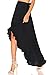 FOCUSNORM Women Mesh Wrapped Chiffon Skirt Tie Fastening See Through Beach Cover Up Flounced Skirt (One Size, Black)