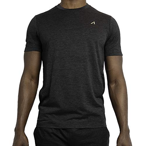 Alive Men's Tee Shirt Active Quick Dry Workout Short Sleeve Shirts Crew Neck (Black Heather, X-Large) - Thumbnail 7