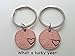 Double Keychain Set 2017 Penny Keychains With Heart Around Year; 8 Year Anniversary, Couples Keychain