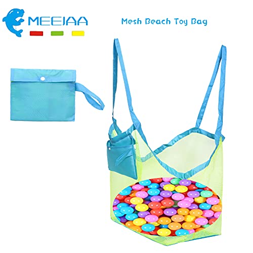 MeeJaa Mesh Beach Bag, Classic Mesh Beach Toy Tote Bag, Foldable Large