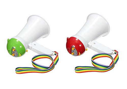 Mini Plastic Cheerleading Megaphone Bullhorn with handle, neck strap Siren for Kids - Speaker Voice Amplifier Foldable Portable Handheld Loud Bulhorn (Red) - Thumbnail 4