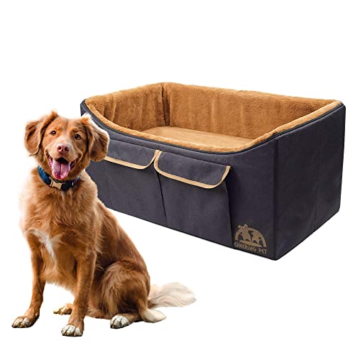 CHEERING PET Dog Car Seat, Elevated Pet Bucket Booster Seat, Foldable Design for Easy Travel