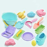 AODLK 13 Pcs Beach Toys Set Random Color Soft Material Sand Toys with Beach Bucket Summer Beach Toys for Children Sand Box Set Kit Assorted Colors