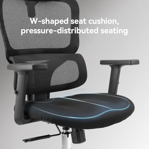 SIHOO M56C Ergonomic Office Chair, Big and Tall Desk Chair with Lumbar Support, Adjustable Headrest, Tilt Function, Swivel Computer Chair, Black