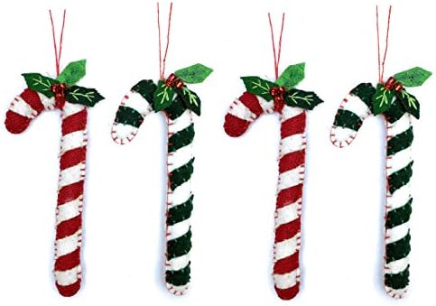 THE JOY TREE 4" Wool Candy Canes - Set of 4 Ornaments