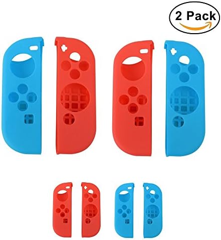 Silicone Case Gel Guards Gamepad Skin Cover(Blue&amp;Red) for Nintendo Switch Joy-Con Joystick Housing Protector Kits(2 Pair)