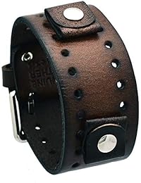 Nemesis #BN-BB Dark Brown Wide Leather Cuff Wrist Watch Band