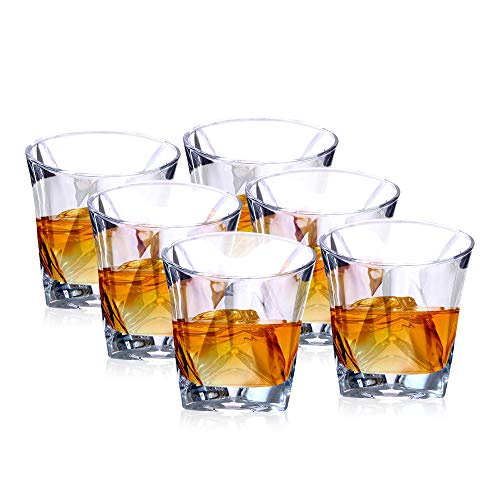 Angle Whiskey Glasses set of 6 old Fashioned Glass Thick Weighted