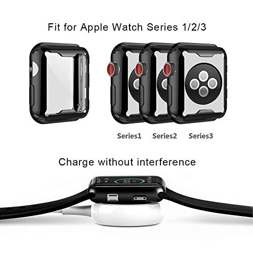 Haojavo Case for Apple Watch Series 3 42mm Screen Protector, 2 Pack iWatch PC Overall Protective Case TPU HD Clear Ultra-Thin Cover for Apple Watch Series 3 42mm Accessories