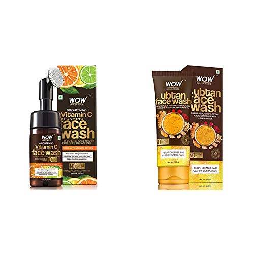Wow Skin Science Brightening Vitamin C Foaming Face Wash With Built In Face Brush For Deep Cleansing 100 Ml Wow Skin Science Aloe Vera Foaming Face Wash With Built In Face Brush For