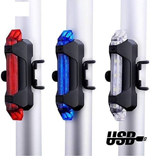 BLAPOXE Imported USB High-Brightness LED Light Bicycle Rear Tail Lamp Waterproof 1 PCS (Red/Blue/White)