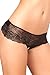 Rene Rofe Women's Lingerie Sexy Lace Bow-Back Boy Short Crotchless Thong Panties (Small/Medium, Black)