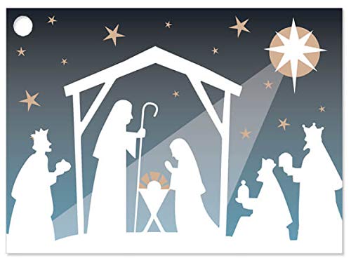 Holiday Gift Bag Wrapping Kit with Bows, Tissue Paper and Gift Tags - 25 Piece Set (Nativity Star)
