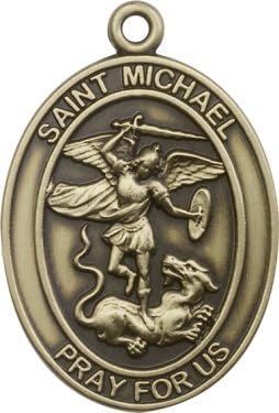 Made in America! Antique Gold Religious &amp; Inspirational St. Michael the Archangel Keychain. Patron Saint of Police Officers &amp; Emt's &amp; Protection. Made in Usa! Catholic Saint Michael the Archangel Patron Saint of Battle, Emt's, Mariners, Sailors, Seafarers, Paratroopers, Radiologists, Airborne, Grocers, Paratroopers, Police Officers, Death, Policemen, Military.
