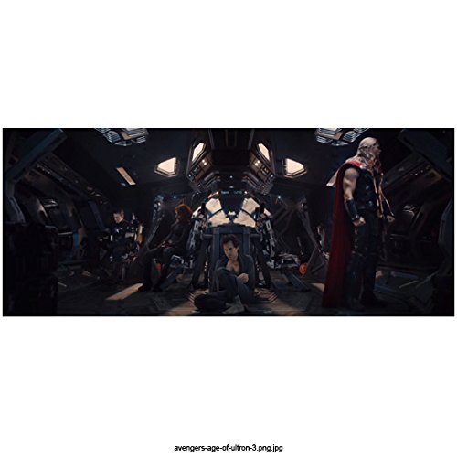 Avengers Age of Ultron, Hawkeye, Black Widow, Bruce Banner and Thor Looking Defeated Inside Plane 8 X 10 Inch Photo