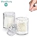 SheeChung Qtip Holder Dispenser Set - Apothecary Jars Bathroom Clear Plastic Acrylic for Cotton Balls,Cotton Swabs,Q-Tips,Cotton Rounds,Makeup Pads Storage Canister
