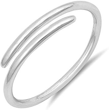 .925 Sterling Silver Simple Plain Minimal Design Open Midi Finger Wire Ring Size 6
