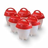 Koamly Egg Cooker-Silicone Egg Cooking Tools Hard Boiled Egg Cooker Egglets without Shell-RED(6pcs)