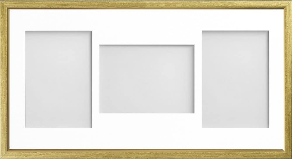 Frame Company Drayton Multi Aperture Photo Frame, Gold with Gold Inset, 20x10 for 7x5 inch (x3 PLP)