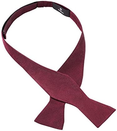 G&amp;C 100% Silk Mens Self Bowtie Adjustable Bow Tie for men by GradeCode-Great for a Wedding or Tuxedo (Burgundy)