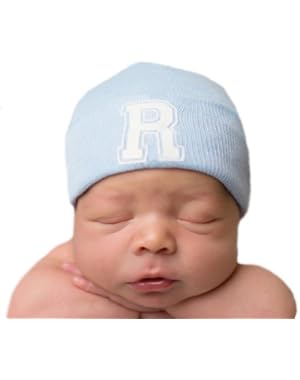 Melondipity's First Letter Initial Newborn Boy Blue Hospital Hat